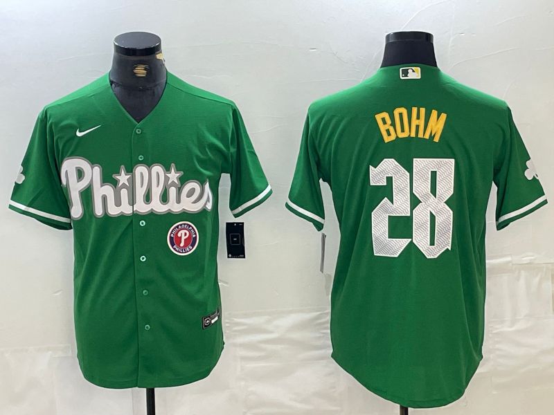 Men Philadelphia Phillies #28 Bohm Green Fashion Edition Nike 2024 MLB Jersey style 2